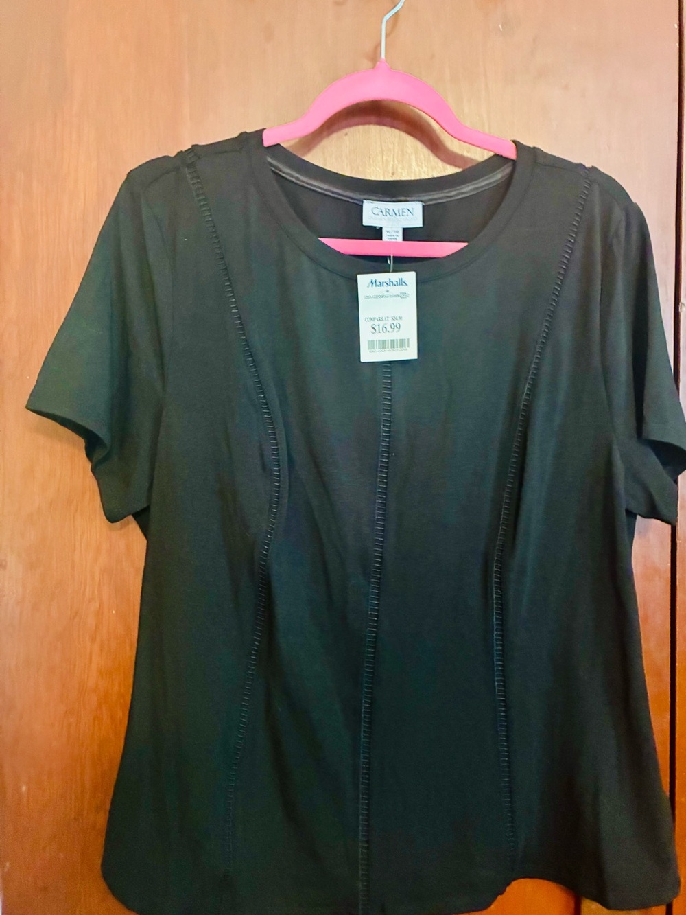 Black Short Sleeve Detail Top